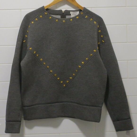 AUTHENTIC VERSACE COLLECTION STUDDED SWEATSHIRT GREY gold STARS size Small LUXE - Picture 1 of 11